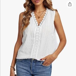 Women's Lace Loose V Neck Top
